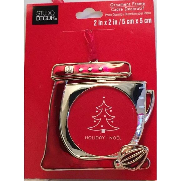 Chef Baker Mixer Christmas Ornament Photo Frame Enamel Metal by Studio Decor - Picture 2 of 4